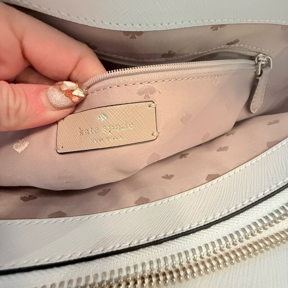 Kate Spade Saffiano Leather Colorblock Staci Laptop Large Tote Warm Beige $450 - Picture 7 of 16